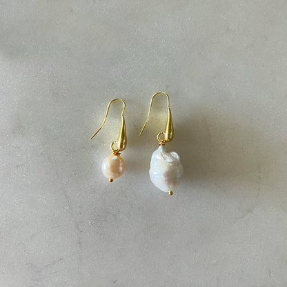 Joan - Asymmetric Baroque Freshwater Cultured Pearl Earrings