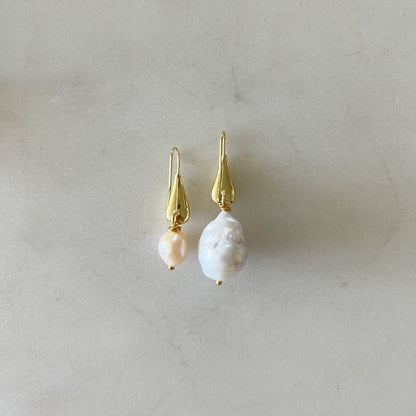 Joan - Asymmetric Baroque Freshwater Cultured Pearl Earrings