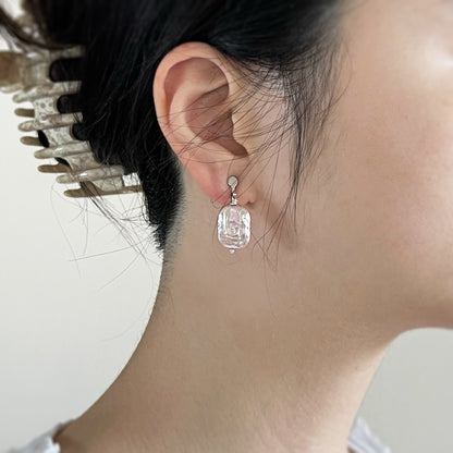 Emma Clip-on Earrings - Silver - Lavender Baroque Freshwater Cultured Pearl Earrings