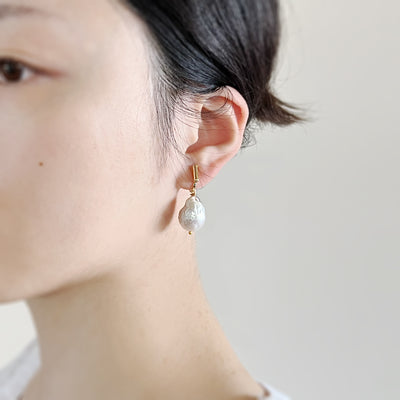 Marie Clip-on Earrings - Large Baroque Freshwater Cultured Pearl Earrings