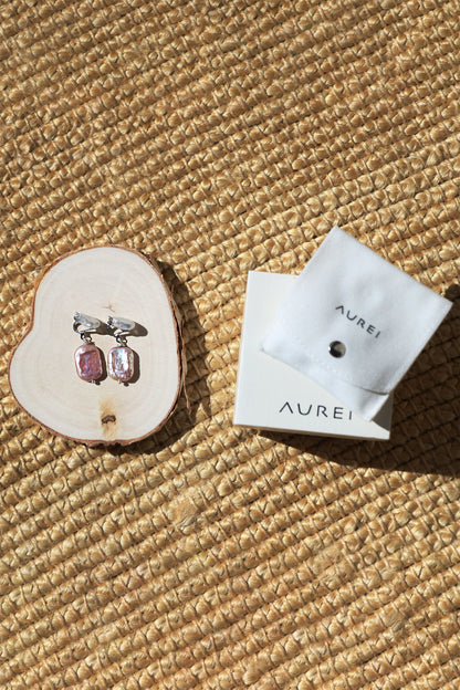 Emma Clip-on Earrings - Silver - Lavender Baroque Freshwater Cultured Pearl Earrings