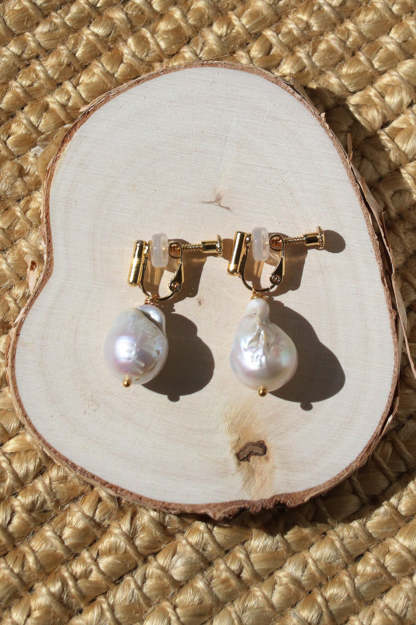Marie Clip-on Earrings - Large Baroque Freshwater Cultured Pearl Earrings