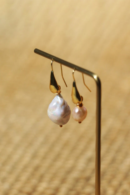 Joan - Asymmetric Baroque Freshwater Cultured Pearl Earrings