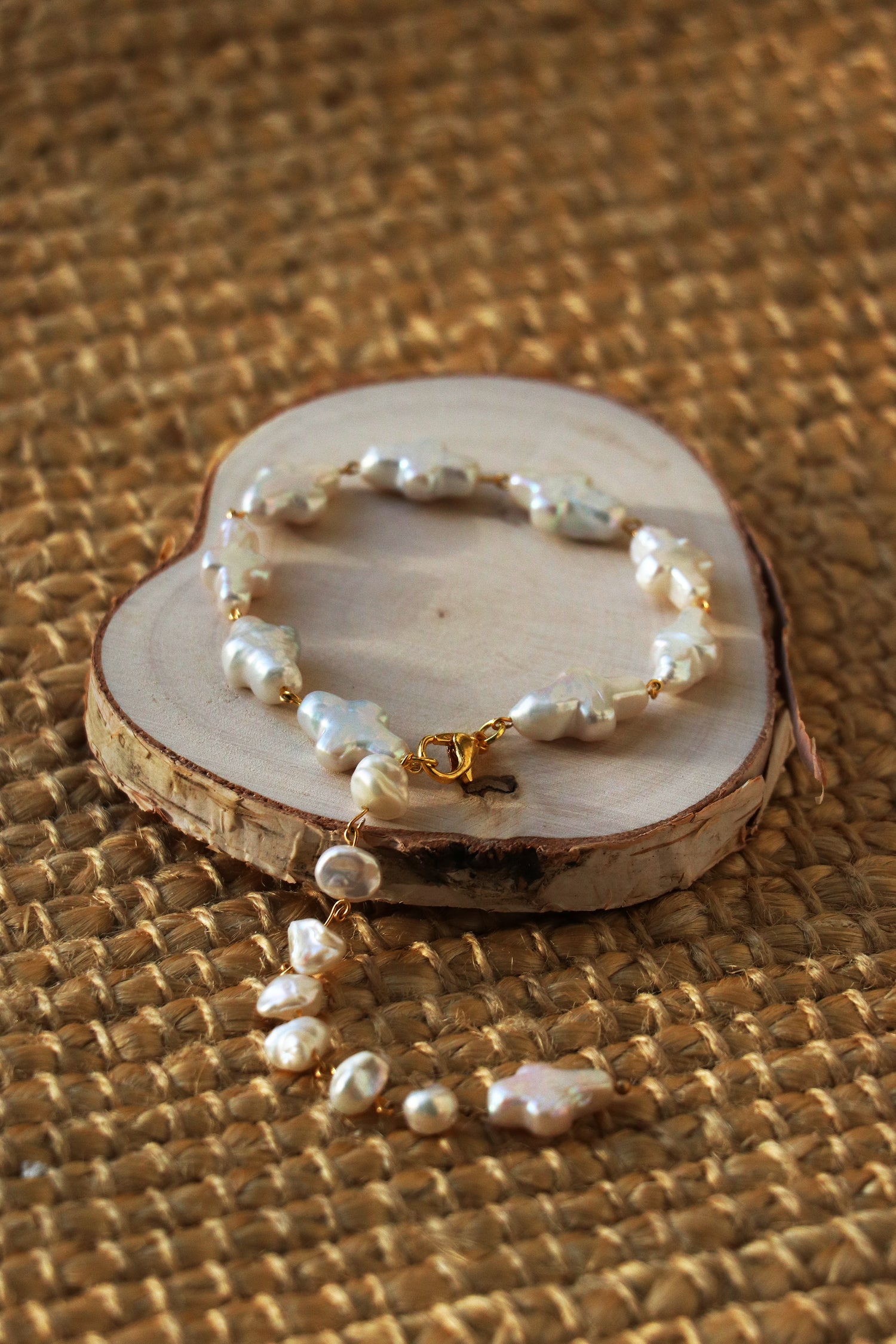 Josephine - Cross shape Freshwater Baroque Cultured Pearls Bracelet