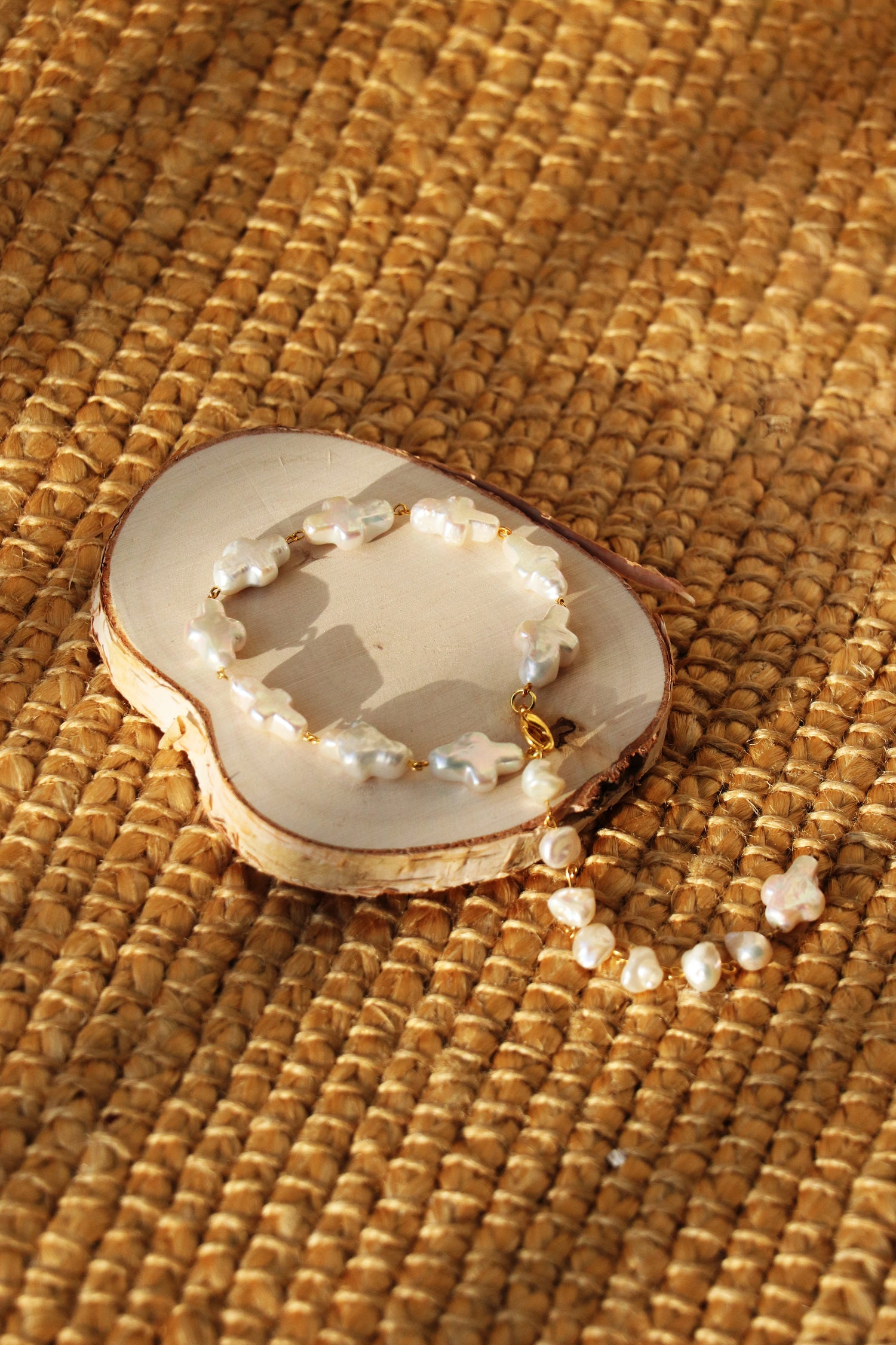 Josephine - Cross shape Freshwater Baroque Cultured Pearls Bracelet