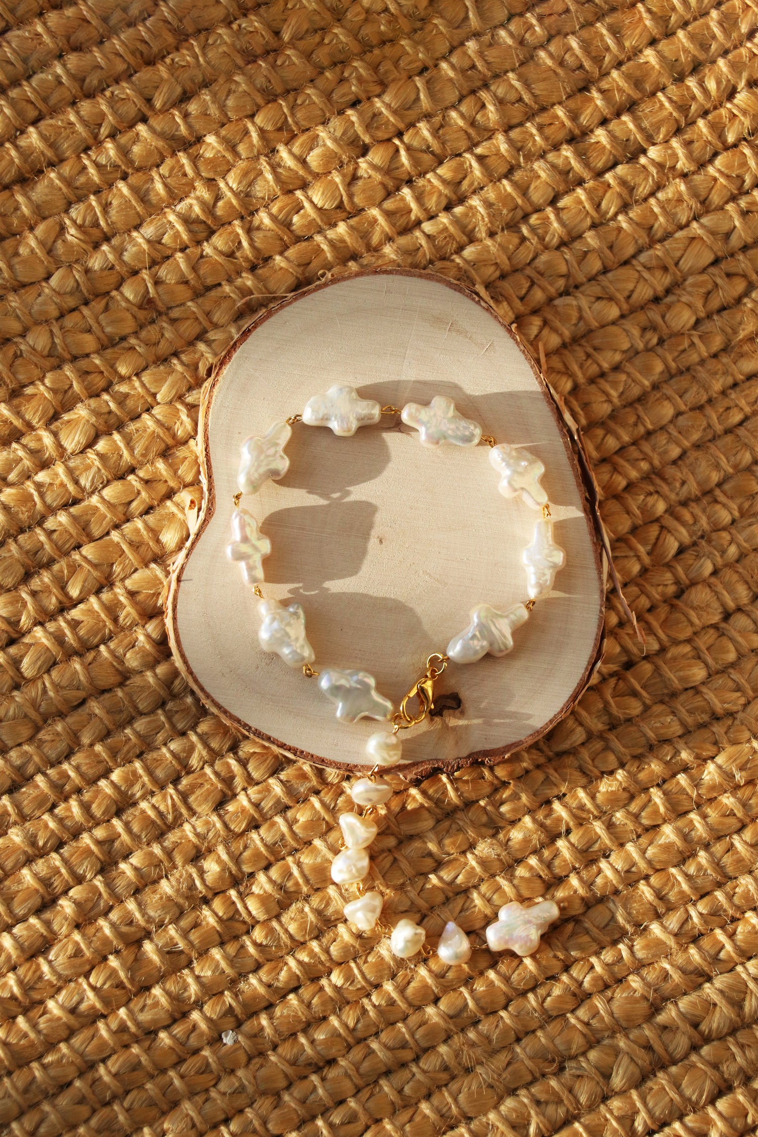 Josephine - Cross shape Freshwater Baroque Cultured Pearls Bracelet