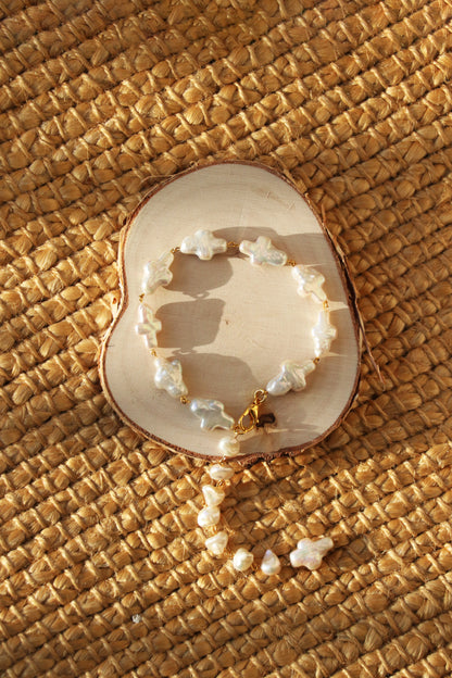 Josephine - Cross shape Freshwater Baroque Cultured Pearls Bracelet