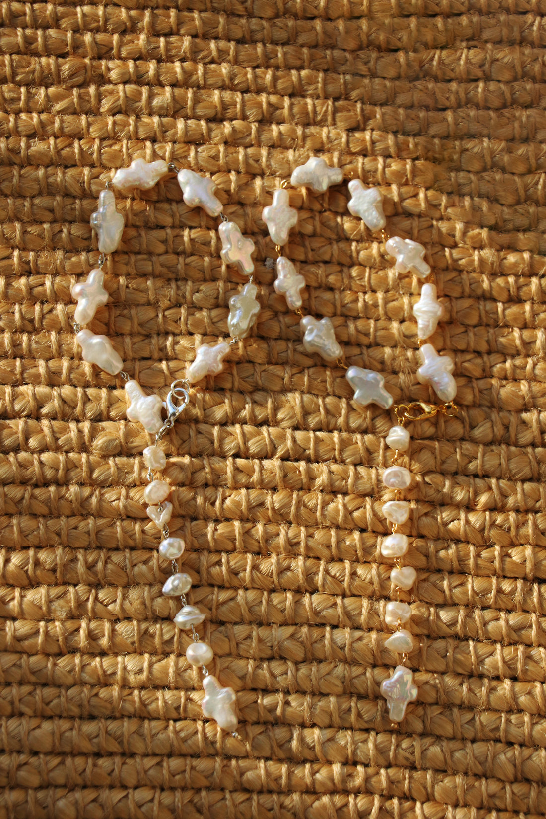 Josephine - Cross shape Freshwater Baroque Cultured Pearls Bracelet