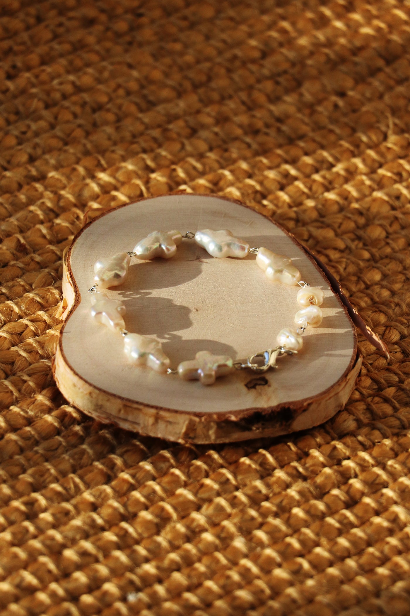 Capucine - Cross shape Freshwater Baroque Cultured Pearls Bracelet