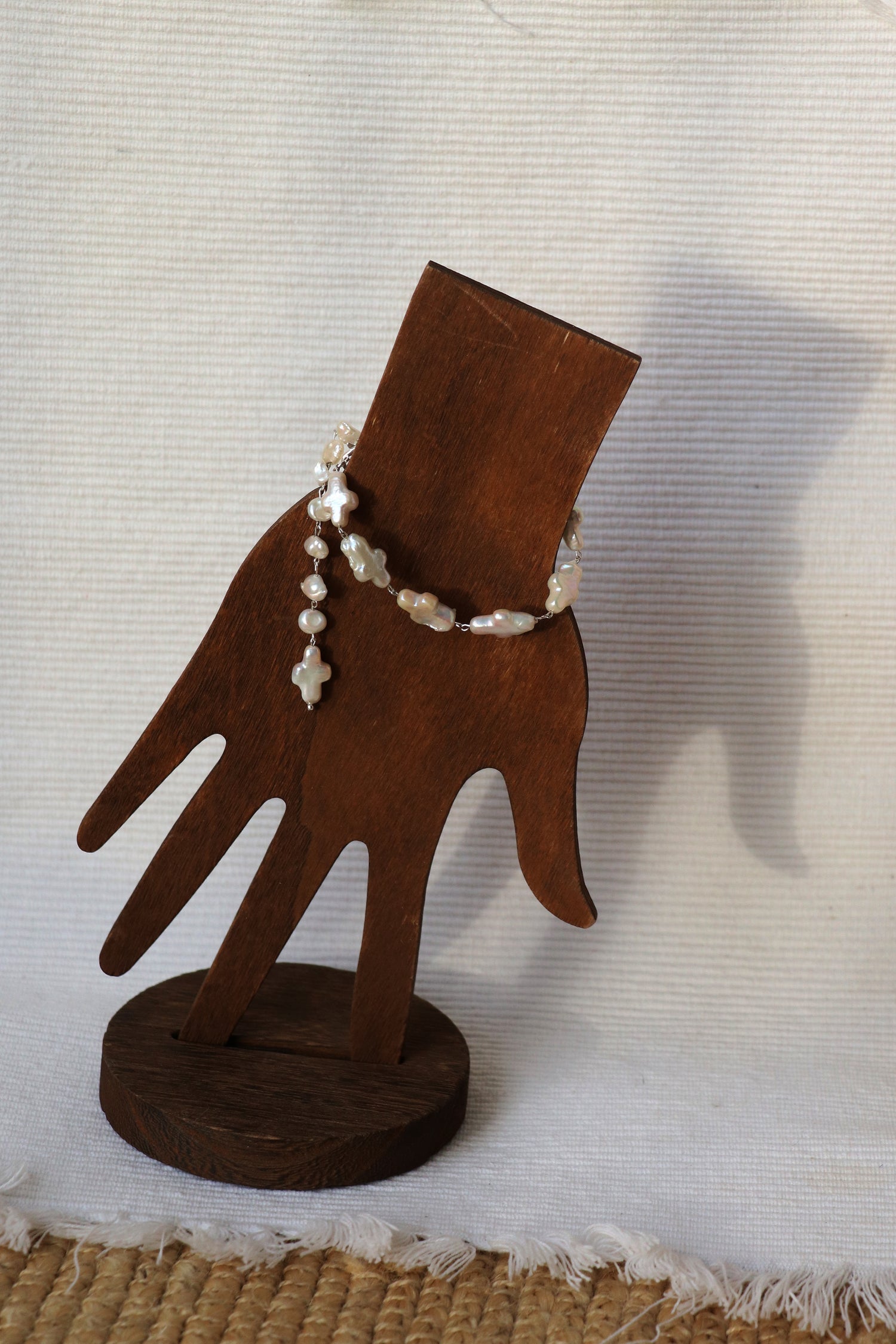 Josephine - Cross shape Freshwater Baroque Cultured Pearls Bracelet