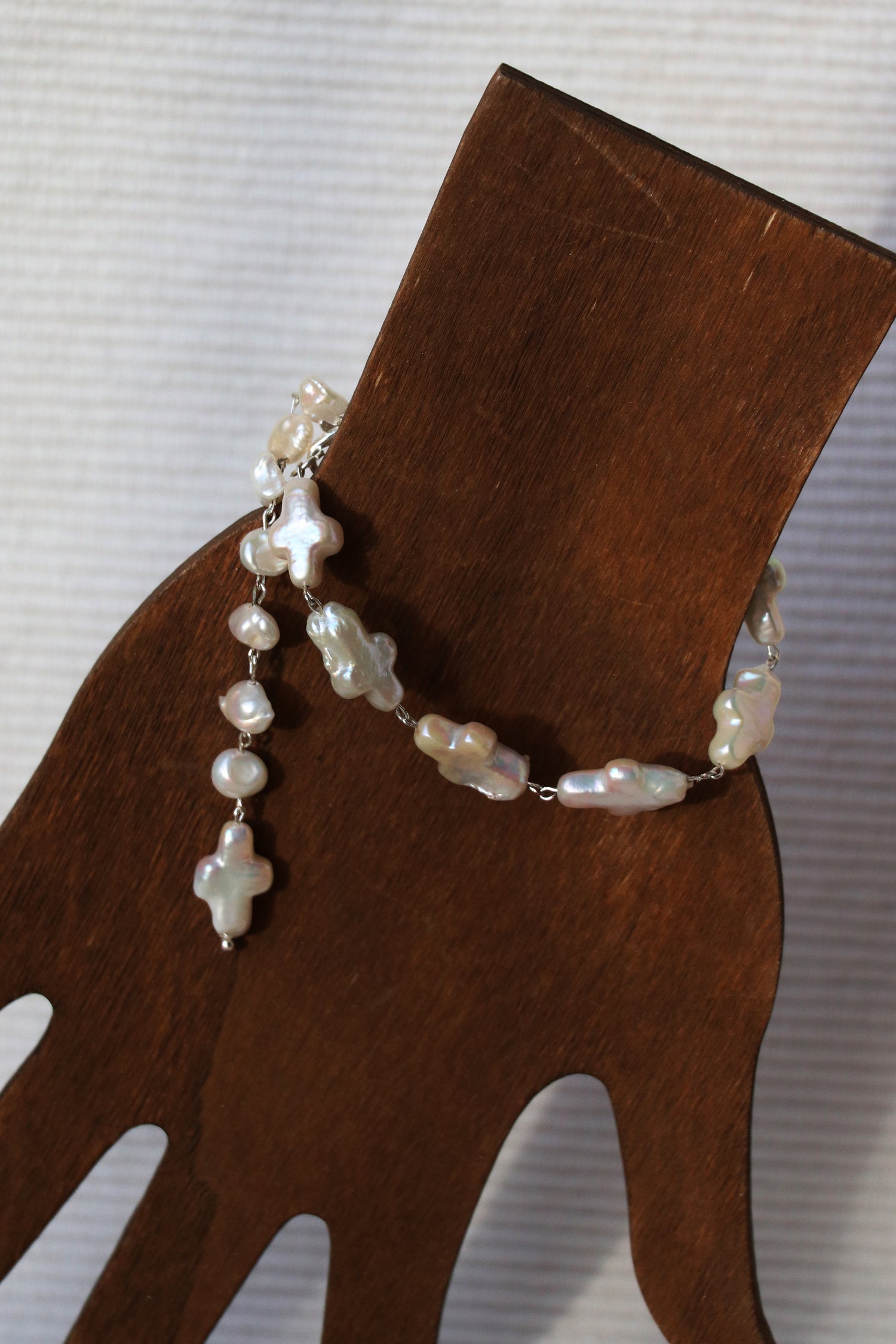 Josephine - Cross shape Freshwater Baroque Cultured Pearls Bracelet