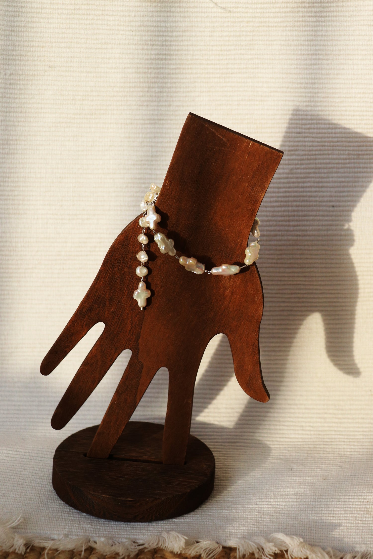 Josephine - Cross shape Freshwater Baroque Cultured Pearls Bracelet