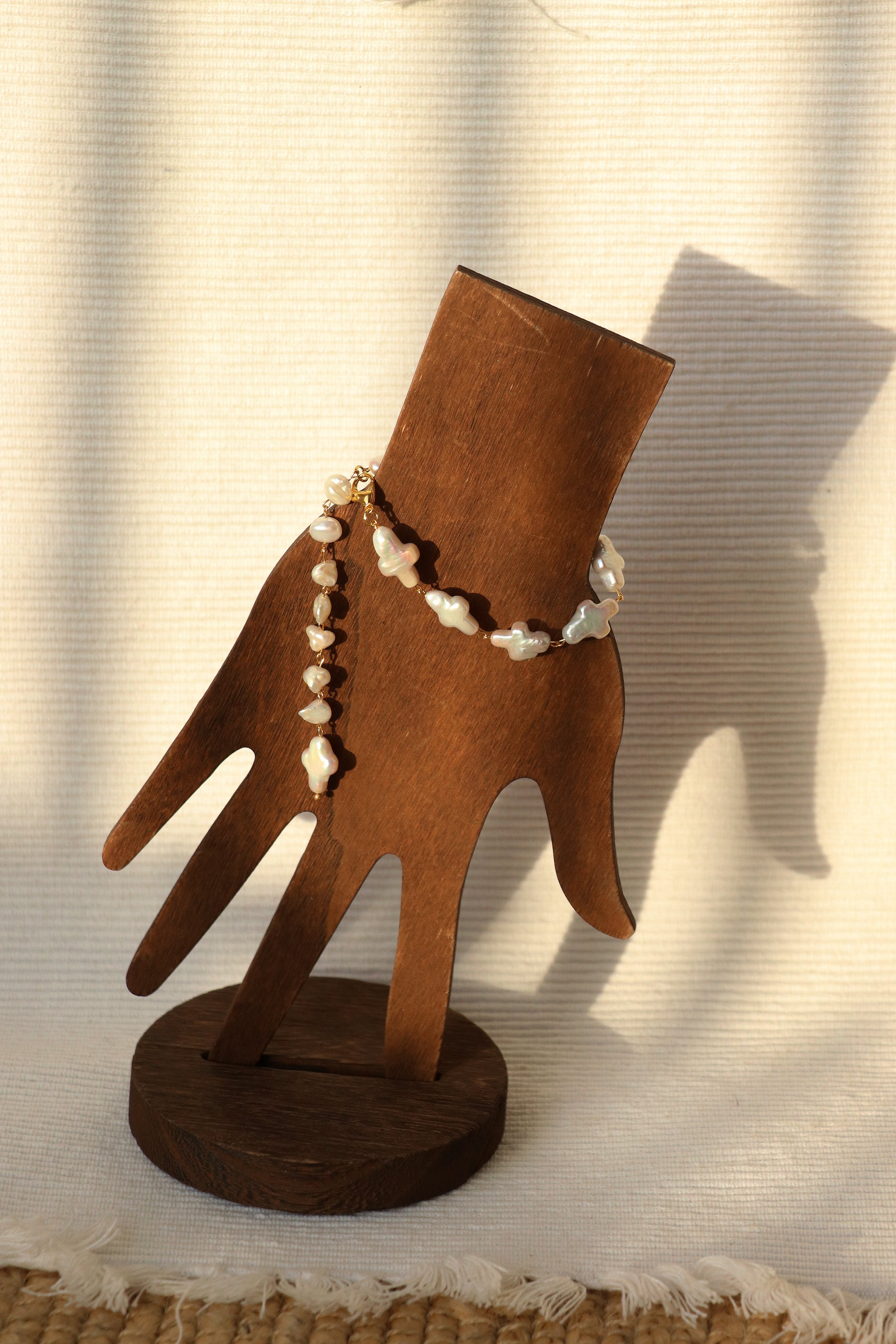 Josephine - Cross shape Freshwater Baroque Cultured Pearls Bracelet