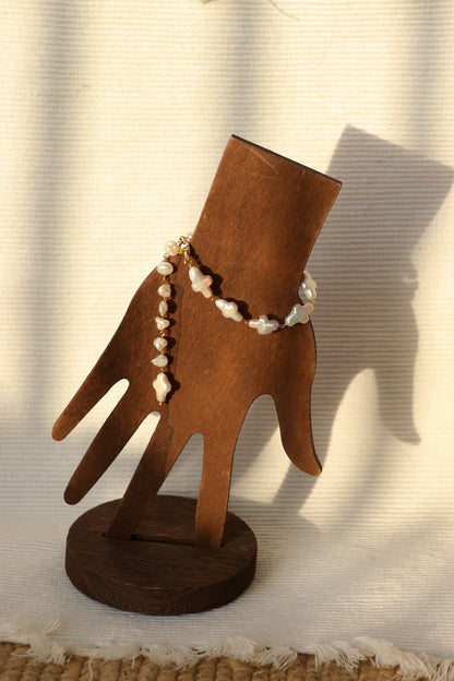 Josephine - Cross shape Freshwater Baroque Cultured Pearls Bracelet