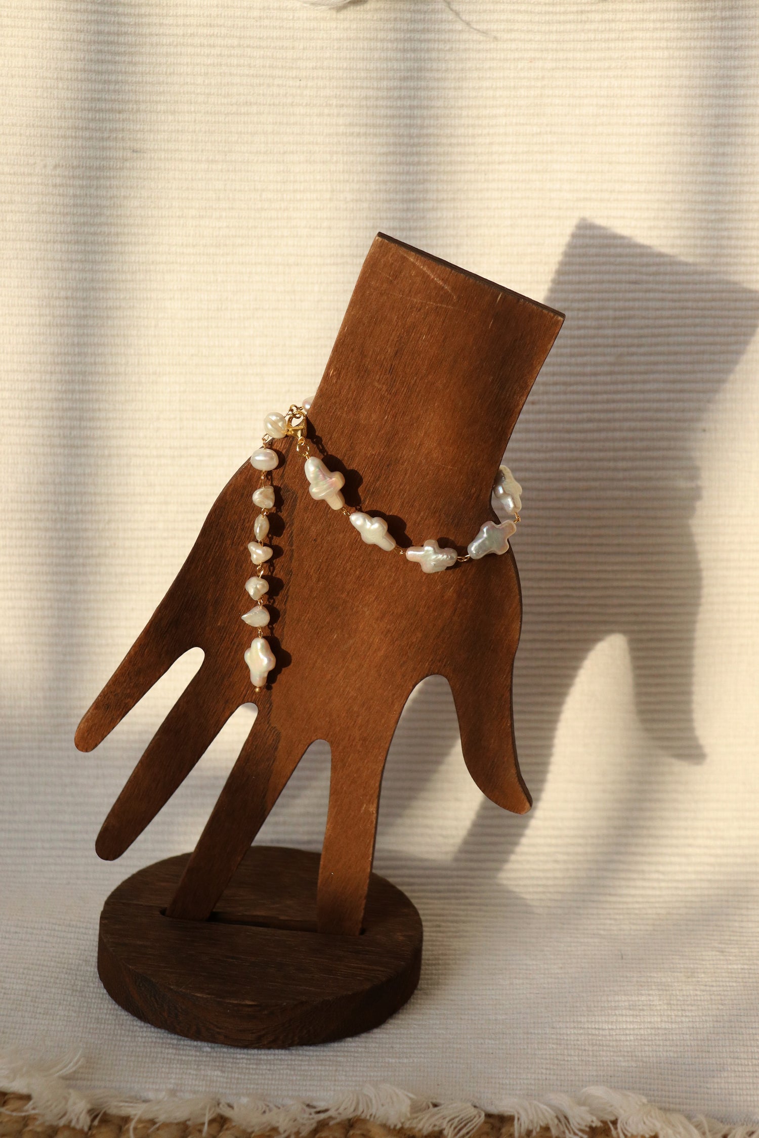 Josephine - Cross shape Freshwater Baroque Cultured Pearls Bracelet