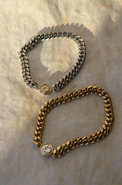 Panis Quadratus Cuban Chain Necklace - Silver