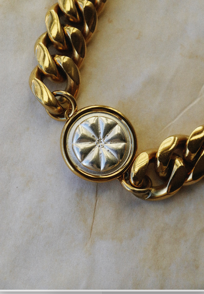 Panis Quadratus Cuban Chain Bracelet - Gold