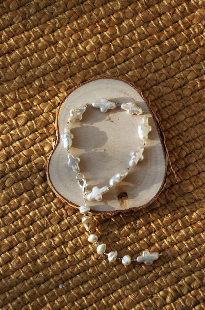 Josephine - Cross shape Freshwater Baroque Cultured Pearls Bracelet