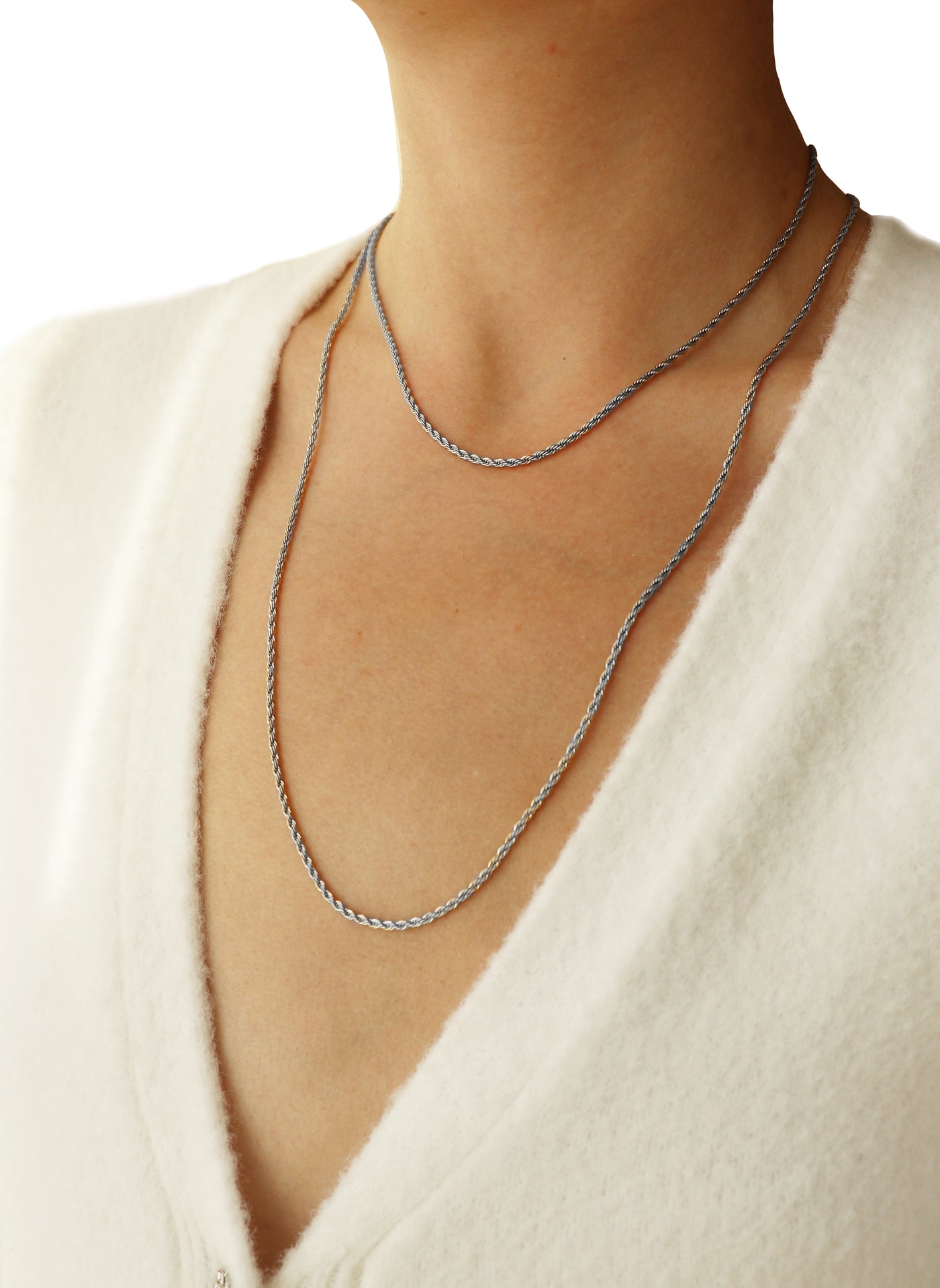 Silver Rope Chain Necklace