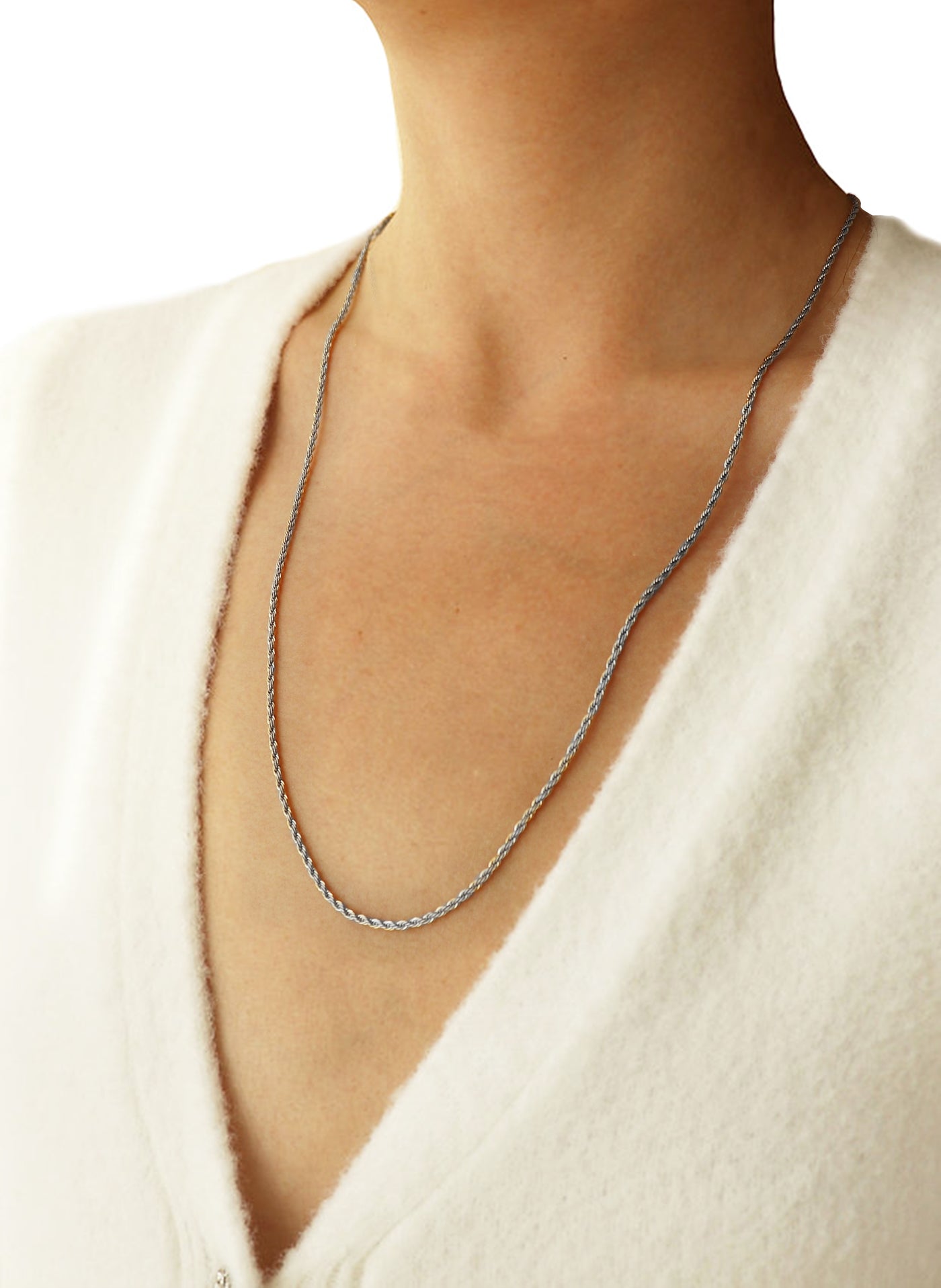 Silver Rope Chain Necklace