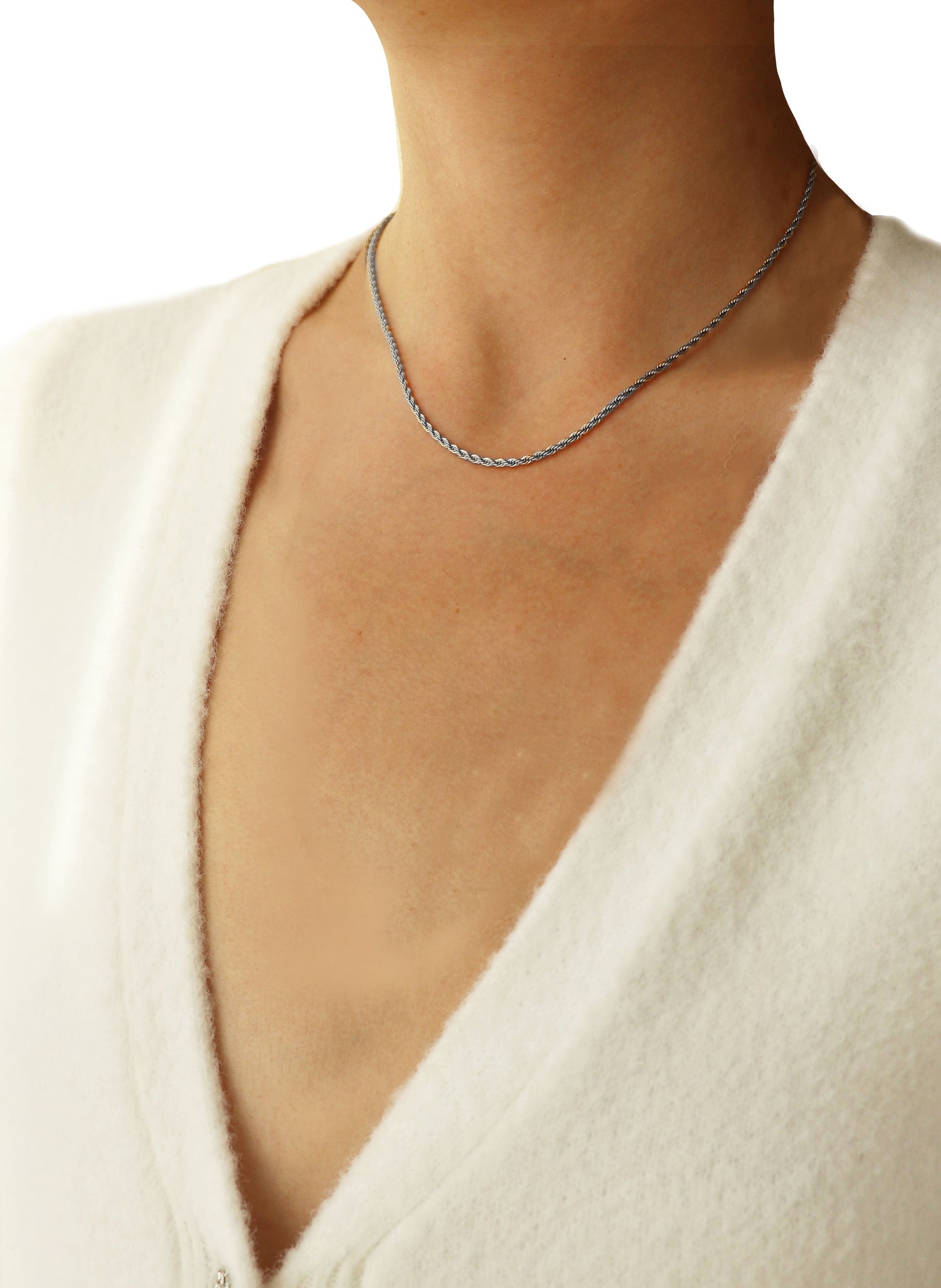 Silver Rope Chain Necklace